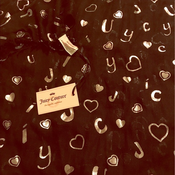 JUICY COUTURE  wrap scarf in Black - Picture 2 of 3