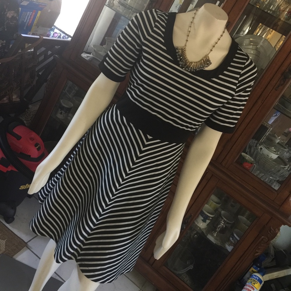 Black and White Striped/Chevron Dress