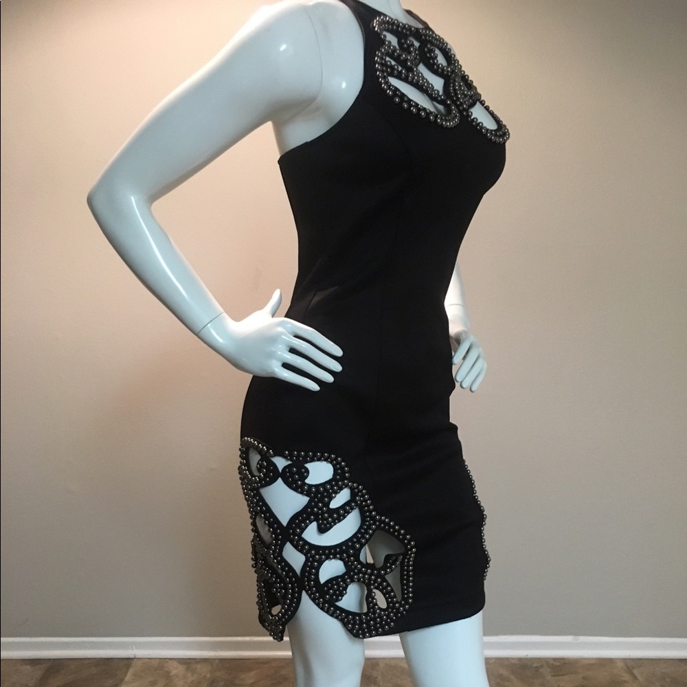 ◾️🔴SOLD🔴▪️Black silver beaded BodyCon dress