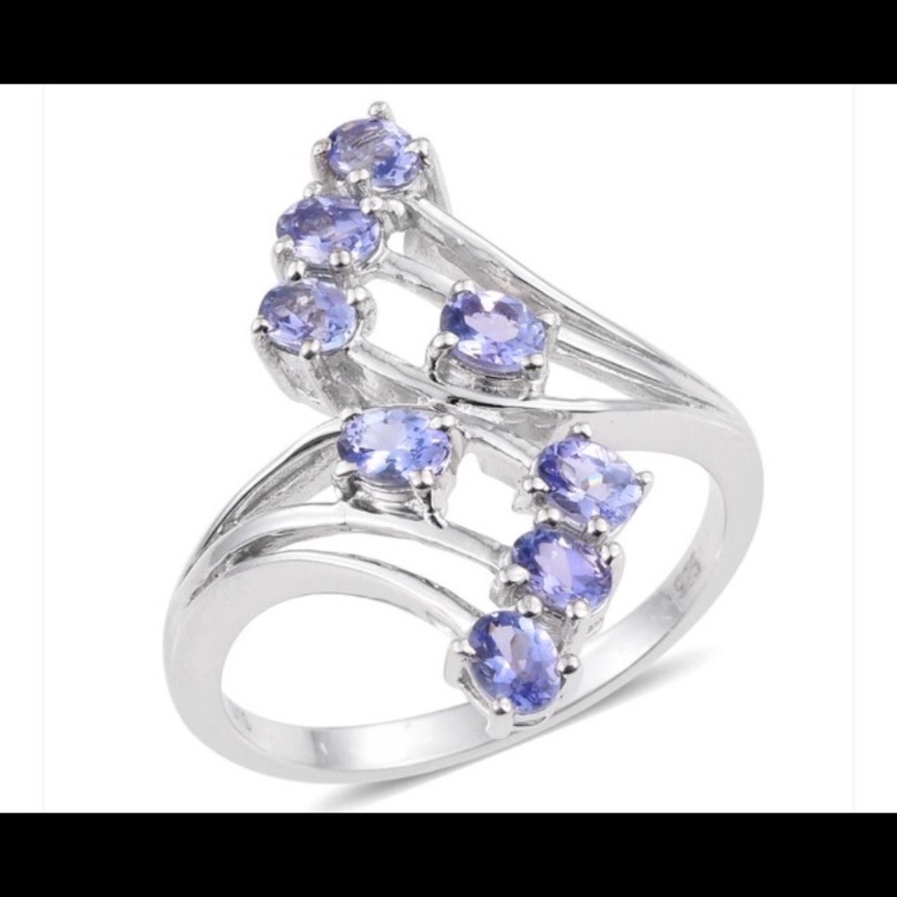 Tanzanite Platinum Over Sterling Silver Ring