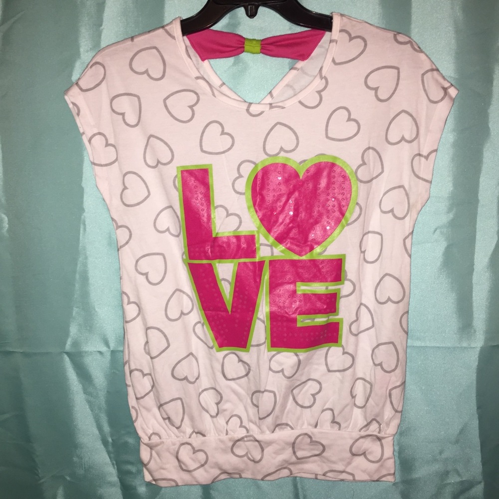 Heart Print Love Shirt w/ Sequins