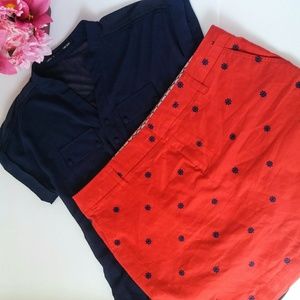 British Khaki Red Nautical Skirt