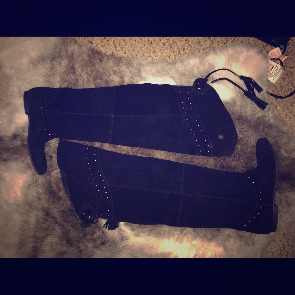 Black suede Baker over the knee boots