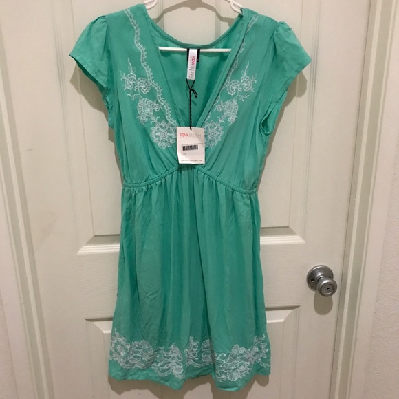 PinkBlush Maternity Dresses & Skirts - Teal embroidery maternity dress SzL