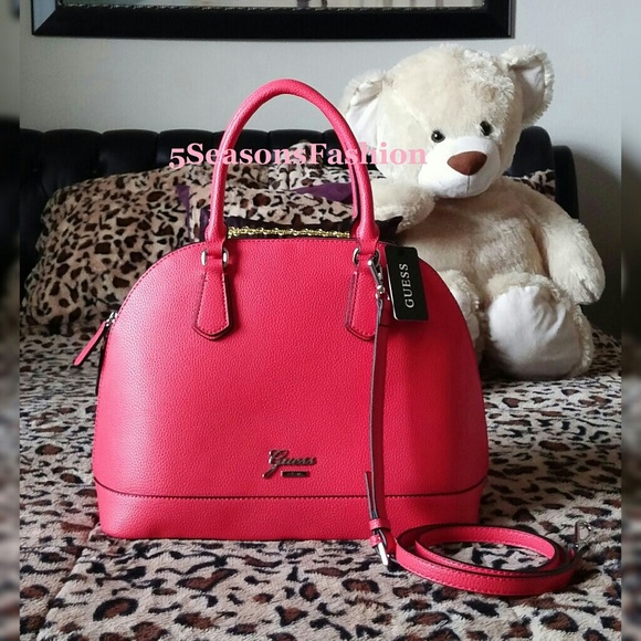 Guess Handbags - 🎉HP🎉 GUESS Bag BRIGHT Coral Red Dome Satchel