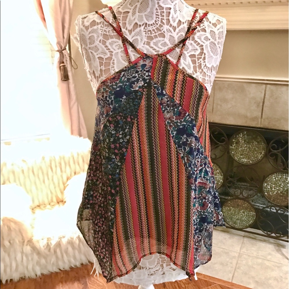 Boho strappy lined blouse
