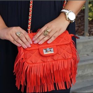 red fringe justfab bag