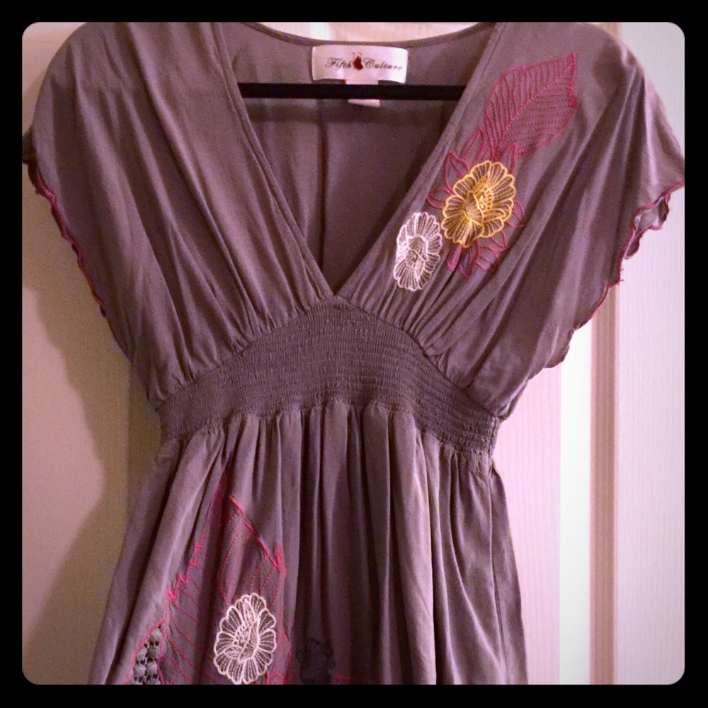 Grey floral embroiled lace dress