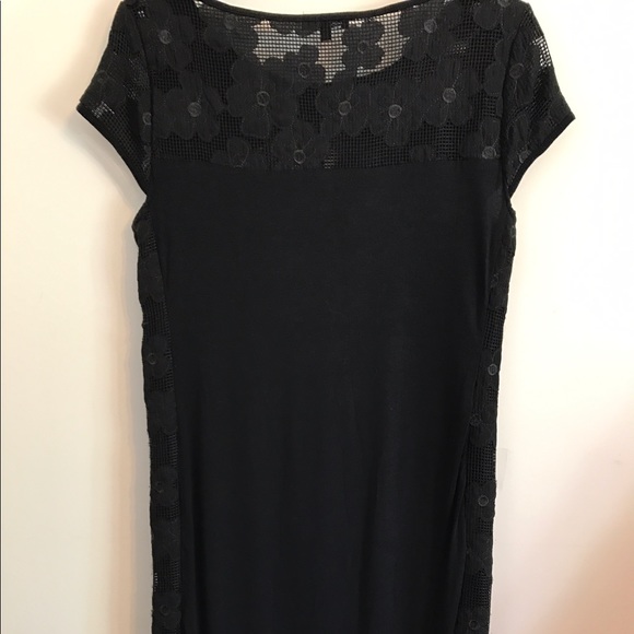 Leo and Ugo Black Dress w/ Sewn On Flowers - Picture 5 of 8