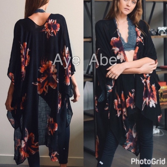 New Floral Print Kimono Wrap Coverup Beach - Picture 2 of 8