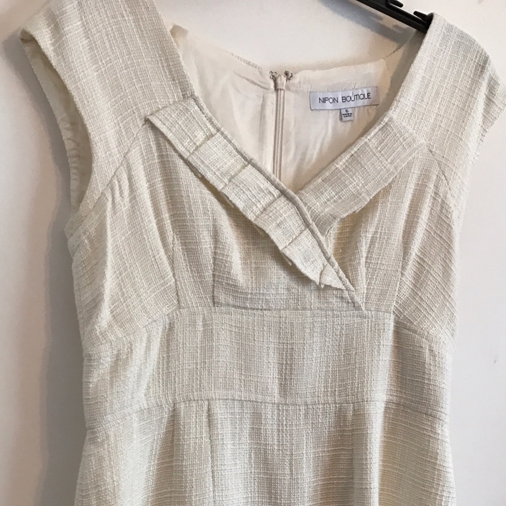 Nipon Boutique Cream Textured Dress