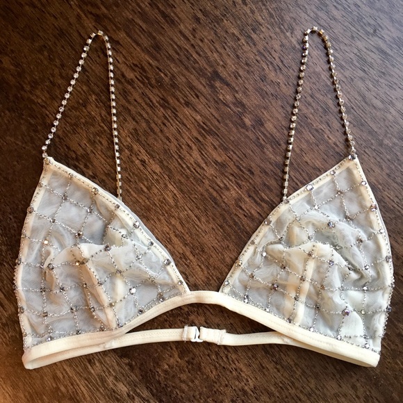 Express Other - Swarovski Crystal Embellished Mesh Bra / Bralette