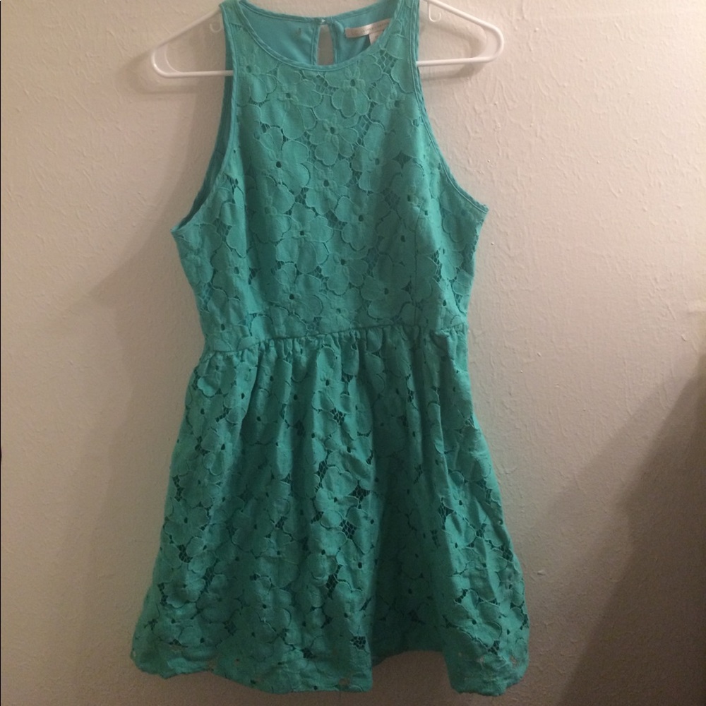 Teal lace dress