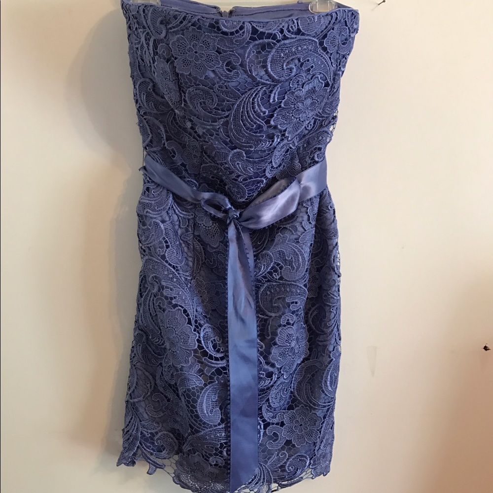 Adrianna Papell Strapless Blue Lace Dress