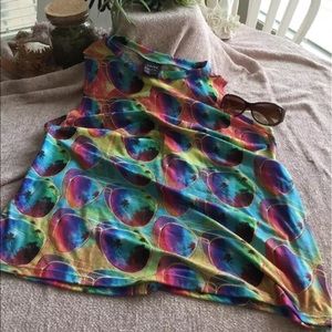 NWOT Terez Muscle Tank Top Rainbow Sunglasses Sz M
