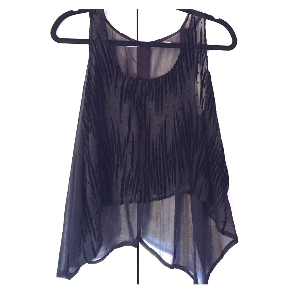 LF Stores, Sheer Black, Embroidered, Open Back