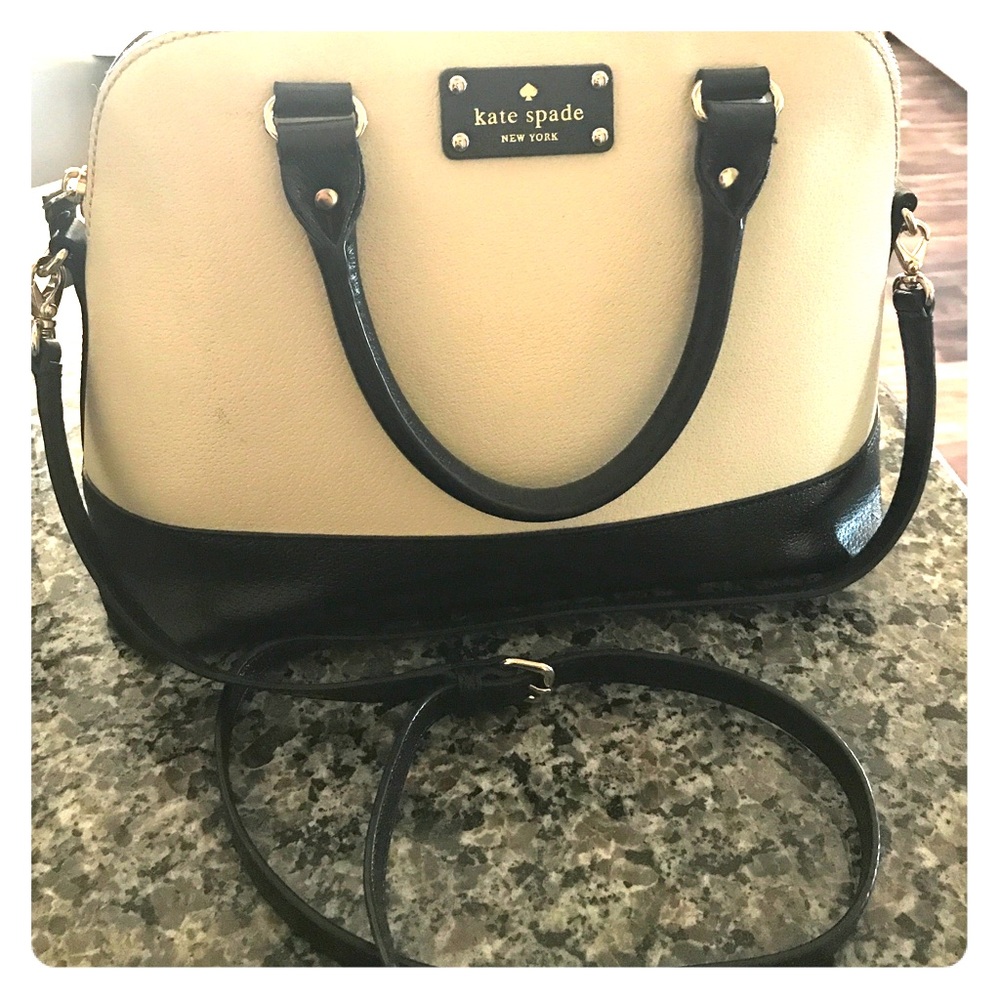 Off-white and black color block Kate Spade bag