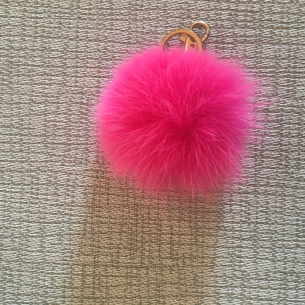 Fox Fur Pink Pom Keychain