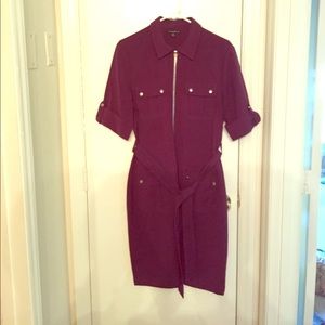 Eggplant purple knee length dress w front zipper