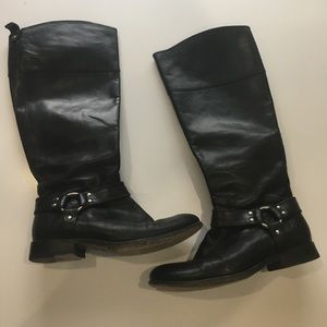 Frye black leather harness riding boot