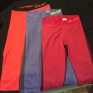 3 Nike Pro Dri-Fit Workout Capris