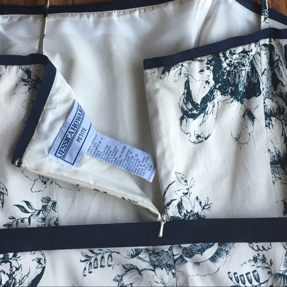 JESSICA HOWARD Navy Cream Floral DRESS 12P - Picture 7 of 7