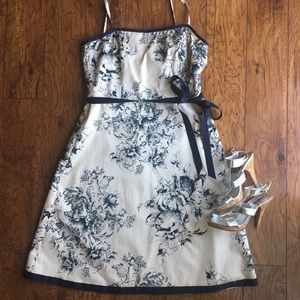 JESSICA HOWARD Navy Cream Floral DRESS 12P