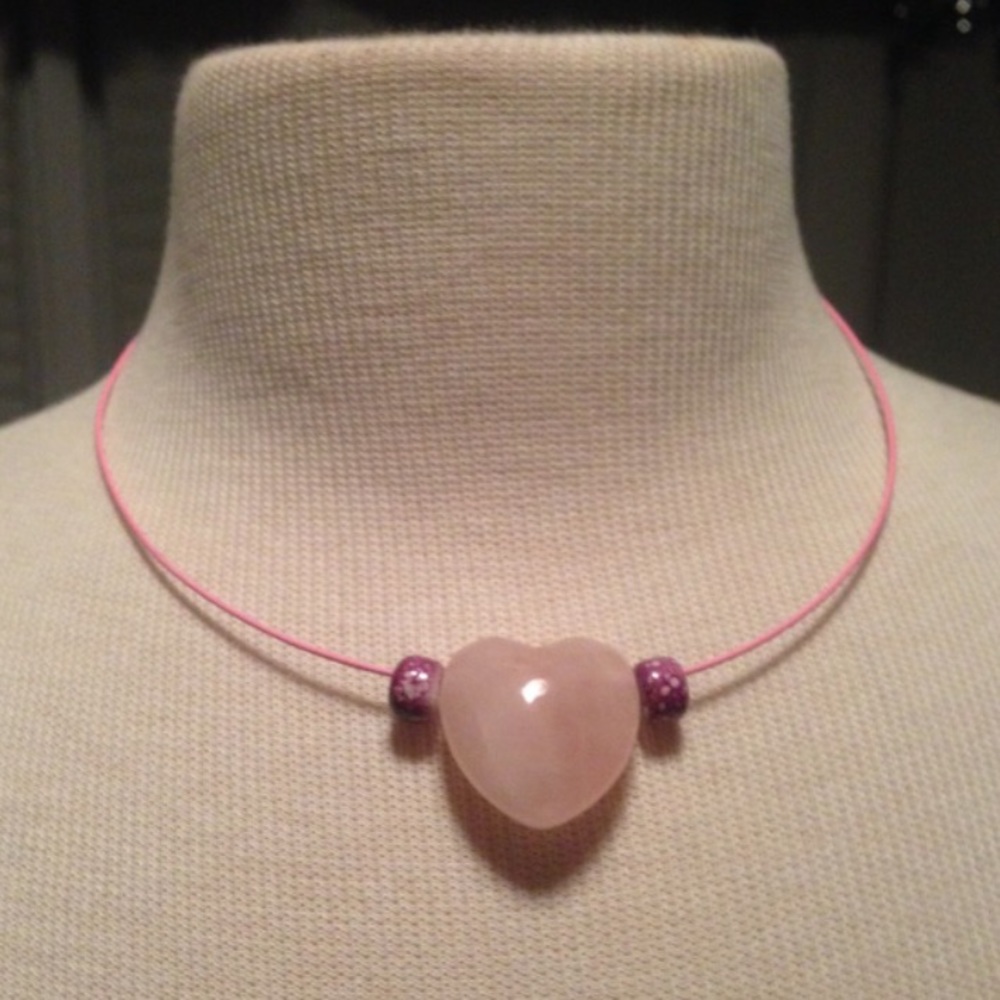 Pink heart necklace