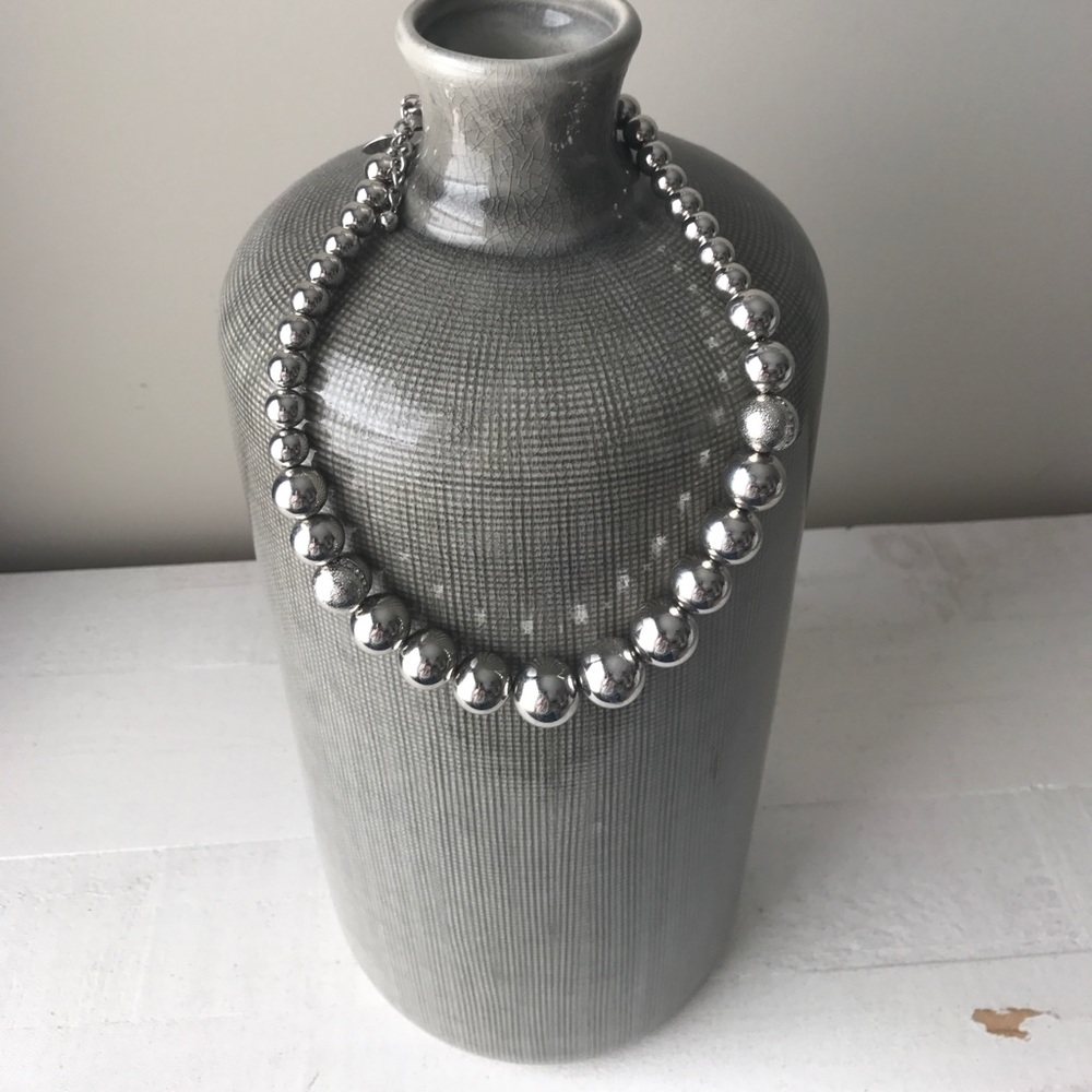 Silver pearl like necklace