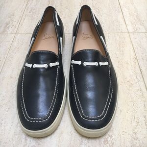 Men's Christian Louboutin leather boat shoes