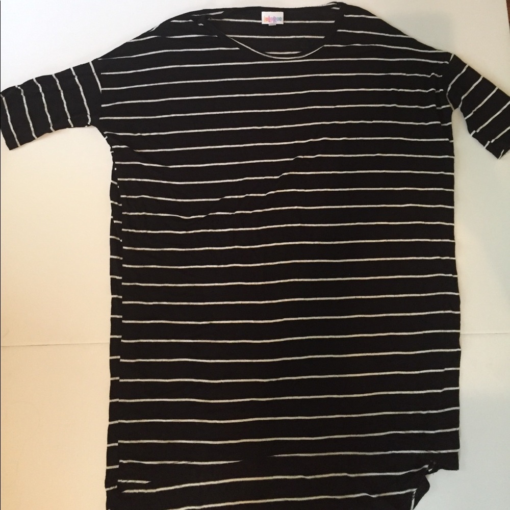 Lularoe Irma shirt. Black with stripes xxs