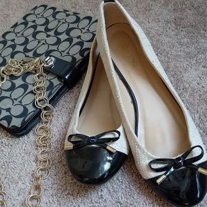 Adorable cream and black womens Flats Cato