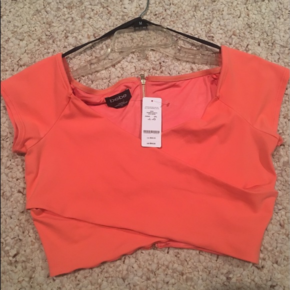 Peachy coral bebe wrap crop top - Picture 4 of 5