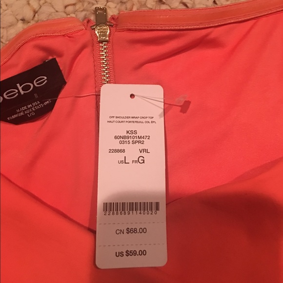 Peachy coral bebe wrap crop top - Picture 5 of 5