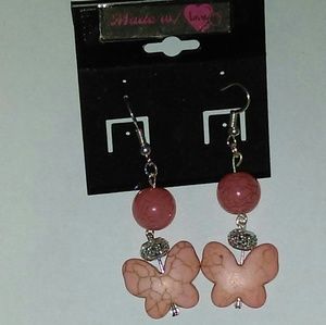 Pink butterflies earrings