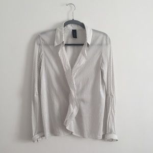 Zero + Maria Cornejo Silk Blend Pinstriped Shirt