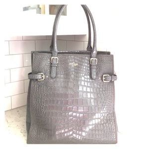 Kate Spade Vanston Croc Embossed Shopper- Grey