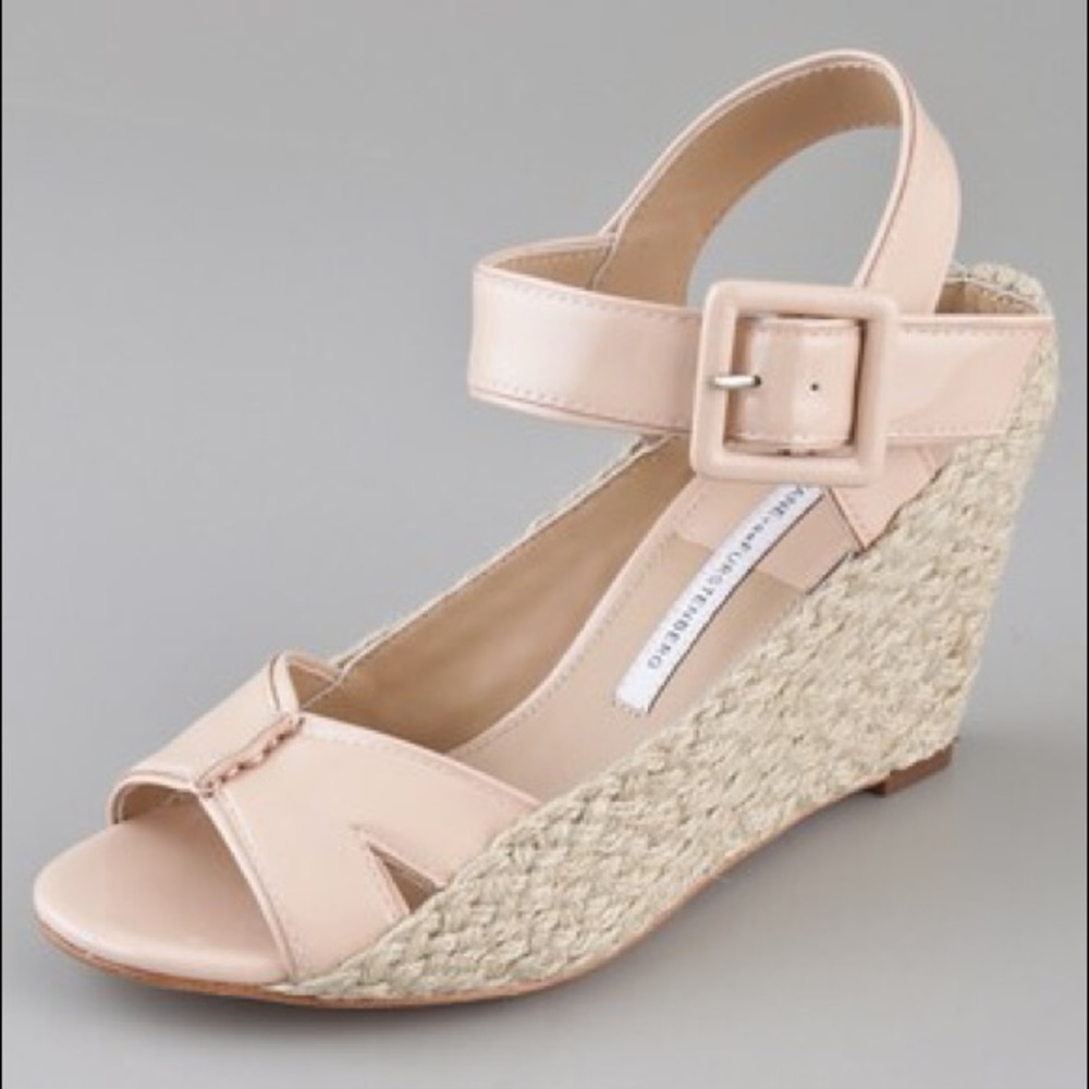 Diane von Furstenburg Sudan Nude Wedge Sandals