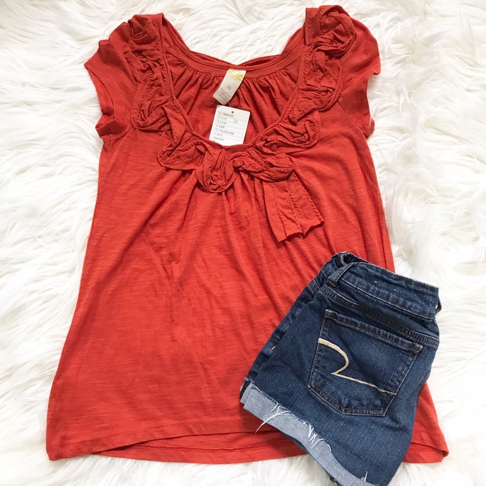 anthropologie burnt orange brand new t-shirt