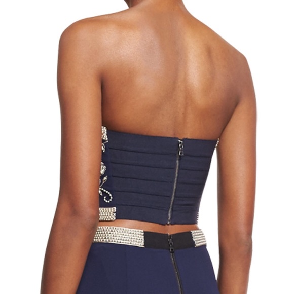 NWT Alice & Olivia Crepe Beaded Pearl Crop Top, 2 - Picture 6 of 6