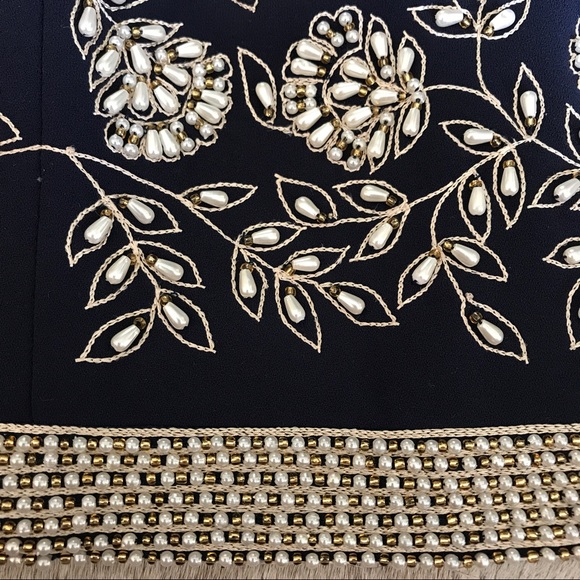 NWT Alice & Olivia Crepe Beaded Pearl Crop Top, 2 - Picture 2 of 6