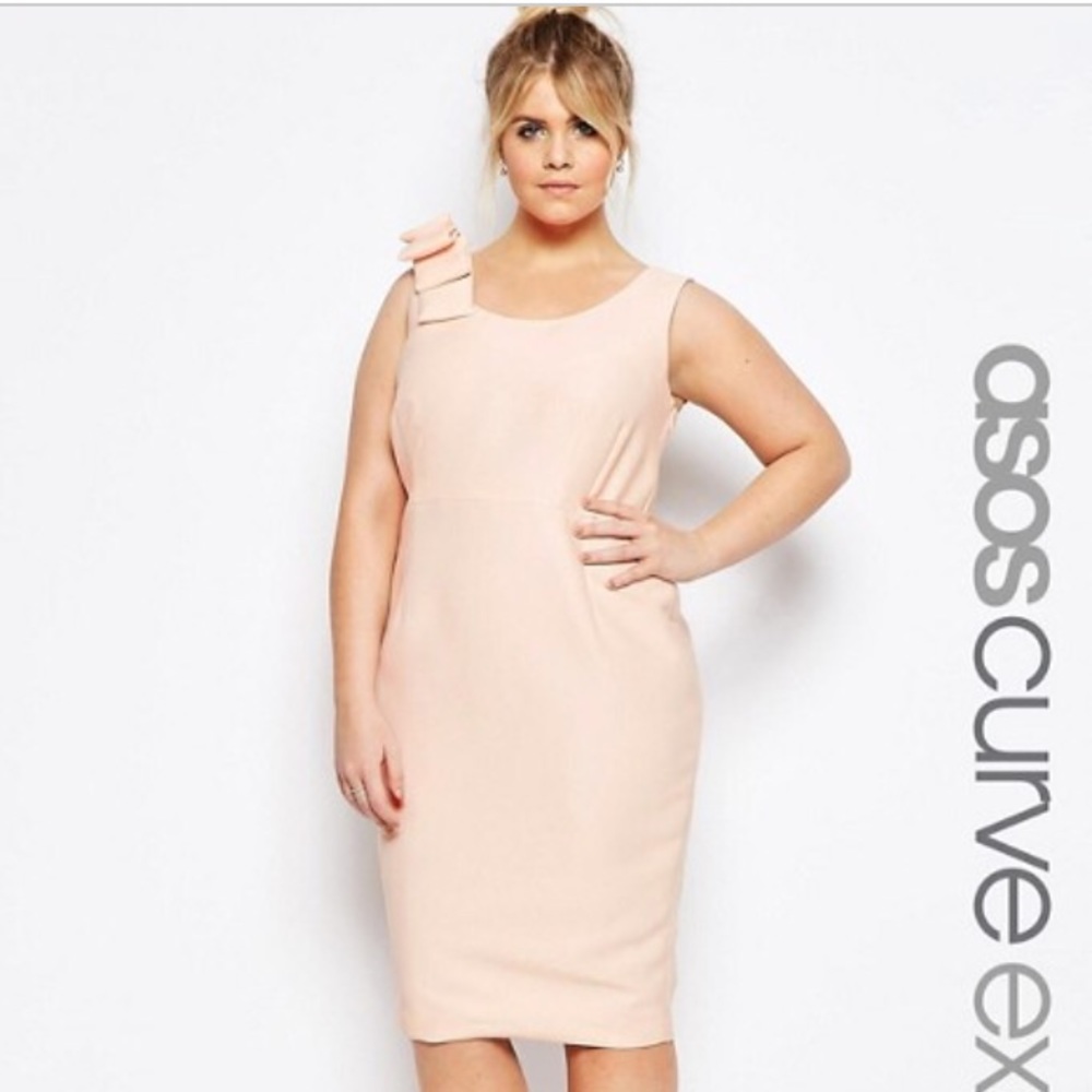 ASOS CURVE Wiggle Dress with Bow Shoulder Detail