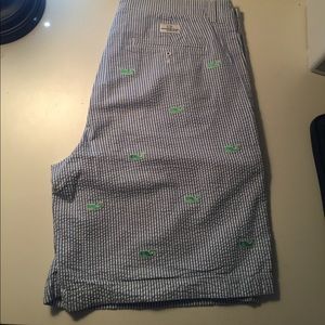 Vineyard Vines Blue Seersucker Logo Shorts- 34W