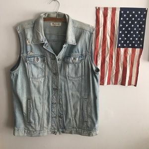 Madewell Oversized Distressed Denim Vest Boyfriend