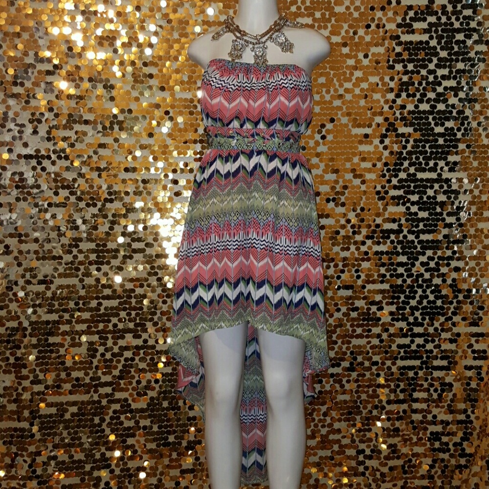 Forever21 strapless print high low dress