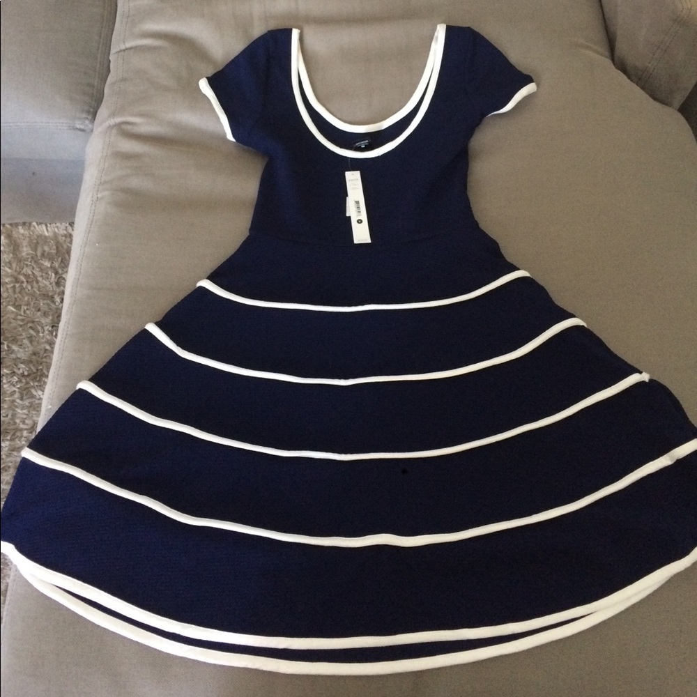 Aqua navy and whit striped summer dress