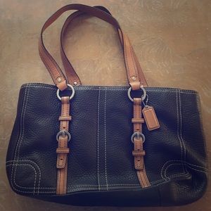 Coach brown pebbled leather shoulder bag