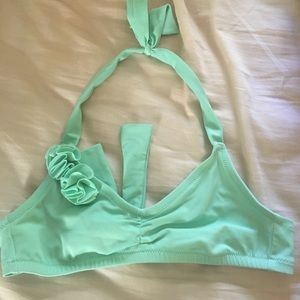 JCrew sea foam bikini top with flower detail