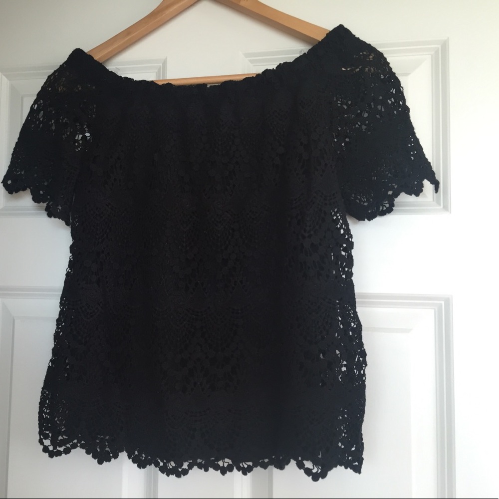 Black Lace Top by Velvet . On or off shoulder!