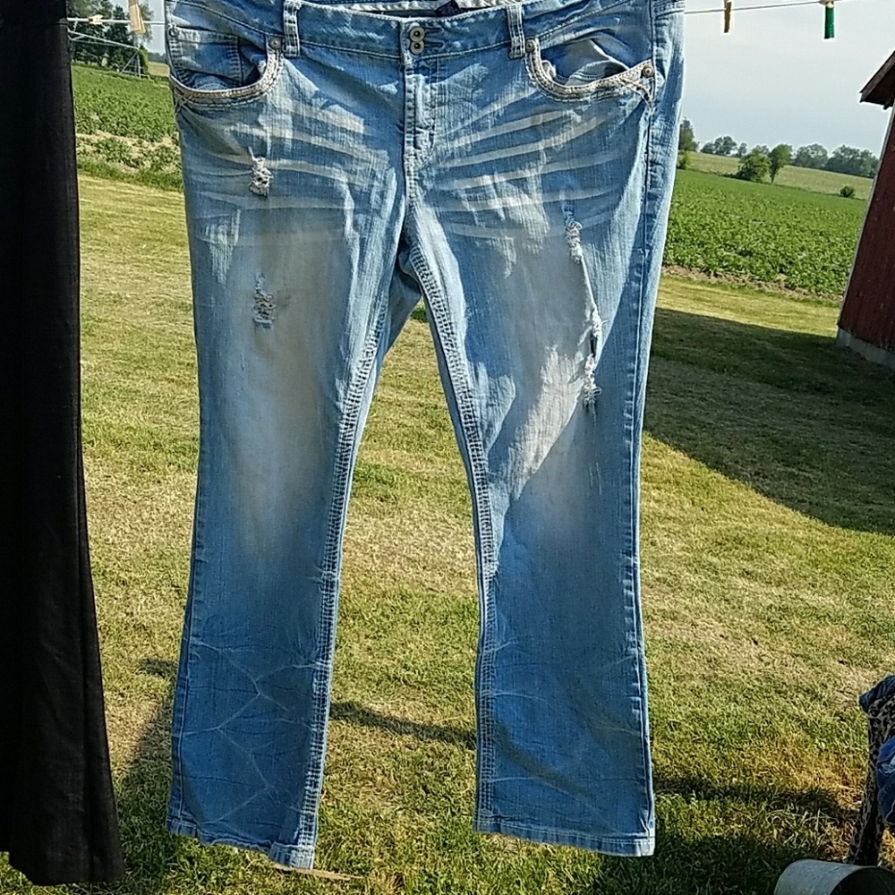 Plus size distressed bootcut Amethyst